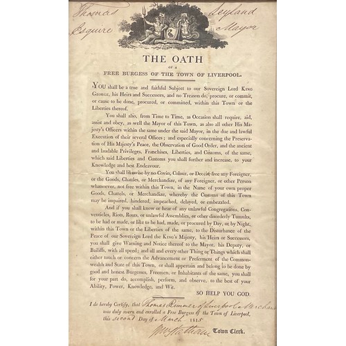 2693 - A George III proclamation poster, The Oath of a Free Burgess of the Town of Liverpool, Thomas Rimmer... 