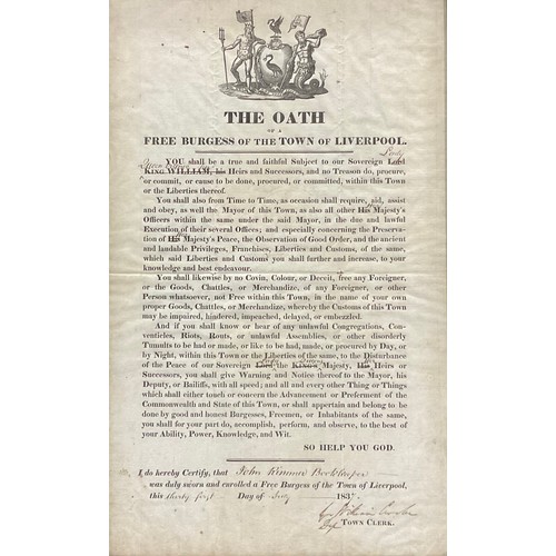 2693 - A George III proclamation poster, The Oath of a Free Burgess of the Town of Liverpool, Thomas Rimmer... 