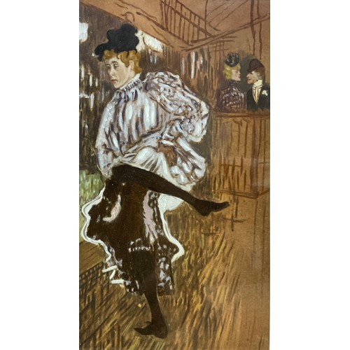 1095 - After Henri de Toulouse-Lautrec, Jane Avril Dancing, oil on board, 24cm x 13cm.