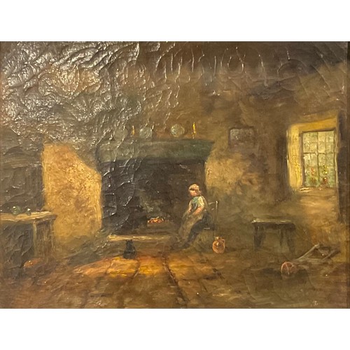 955 - Attributed to Josef Israels (19th century)
Hearth and Home, a Cottage Interior
oil on canvas, 29.5cm... 