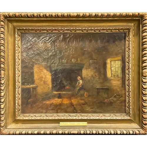 955 - Attributed to Josef Israels (19th century)
Hearth and Home, a Cottage Interior
oil on canvas, 29.5cm... 