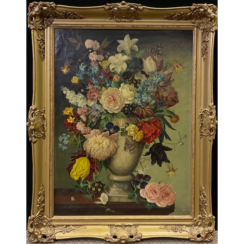 1192 - Margaret Elaine Ryder, (Bn 1908), Early Summer flowers, signed, oil on canvas, exhibition label vers... 