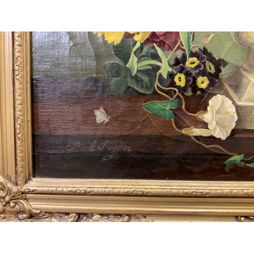 1192 - Margaret Elaine Ryder, (Bn 1908), Early Summer flowers, signed, oil on canvas, exhibition label vers... 