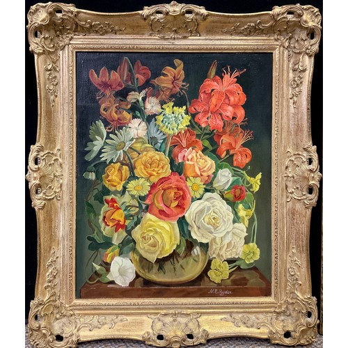 1193 - Margaret Elaine Ryder, (Bn 1908), Hot House Flowers, oil on canvas,, 56,5cm x 41cm;  another, An Arr... 