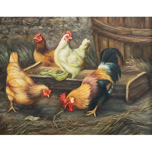 1187 - Johnny Gaston (bn.1955)
A Pair, Farmyard with Cockerels and Hens
signed, acrylics on panel, 19cm x 2... 