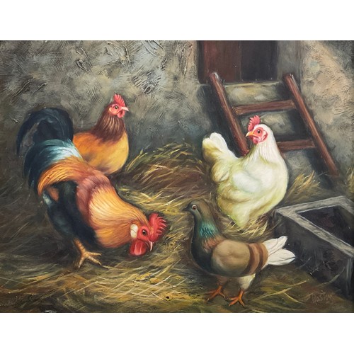 1187 - Johnny Gaston (bn.1955)
A Pair, Farmyard with Cockerels and Hens
signed, acrylics on panel, 19cm x 2... 