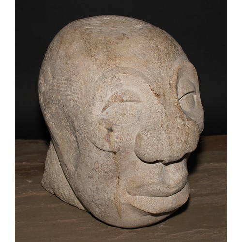 2101 - In the manner of Louis Crépeau, a stone portrait bust, 28.5cm high