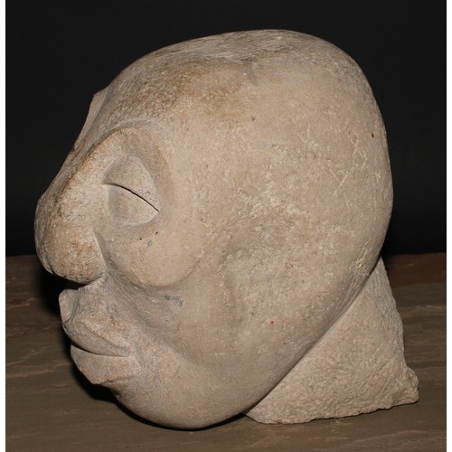 2101 - In the manner of Louis Crépeau, a stone portrait bust, 28.5cm high