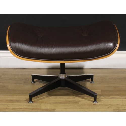 1472 - A santos palisander and leather Eames lounge chair and Ottoman, after Charles and Ray Eames and Herm... 