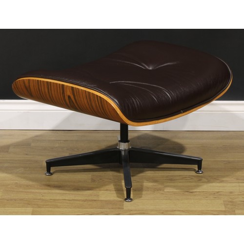 1472 - A santos palisander and leather Eames lounge chair and Ottoman, after Charles and Ray Eames and Herm... 