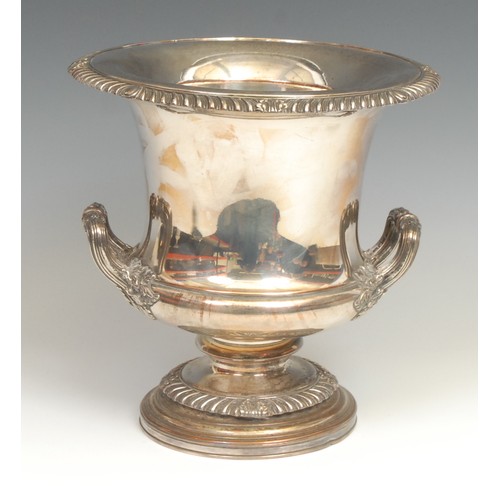 513 - A George III Old Sheffield Plate campana wine cooler, internal liner, 23cm high, c.1810