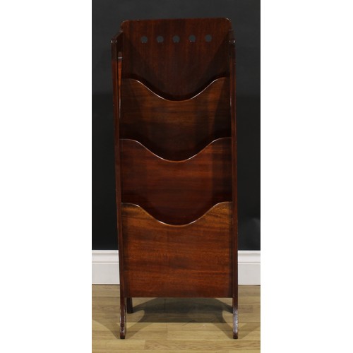 1628 - Glasgow School - a Scottish Arts & Crafts mahogany folio stand or periodical rack, 96cm high, 37cm w... 