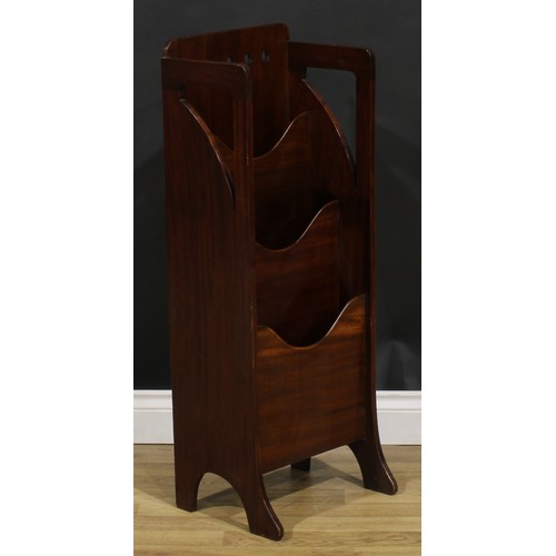 1628 - Glasgow School - a Scottish Arts & Crafts mahogany folio stand or periodical rack, 96cm high, 37cm w... 