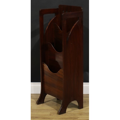 1628 - Glasgow School - a Scottish Arts & Crafts mahogany folio stand or periodical rack, 96cm high, 37cm w... 