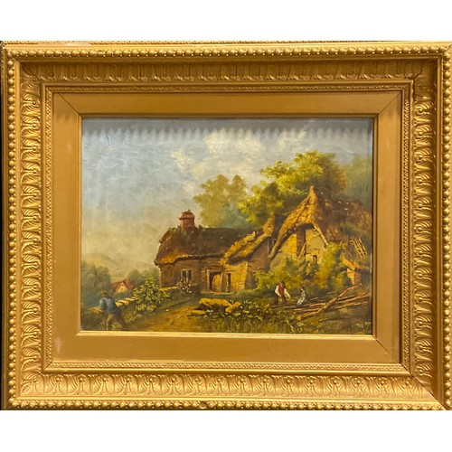 1207 - W J Cooker (19th century)
The Woodman’s Cottage,
signed, oil on canvas, 21.5cm x 29cm