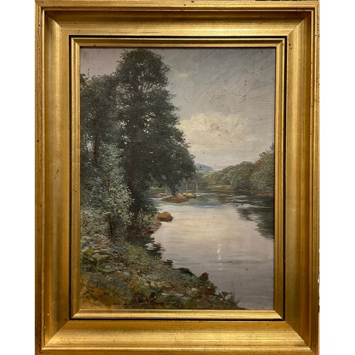 1123 - Francis Sylvester Walker (Irish, 1848–1916), The River Lune, signed, oil on board, dated 1896 and in... 