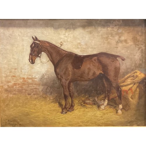 1181 - John Atkinson (British, 1863-1924)
‘Dandy’ study of a horse in a stable, 
signed, dated 1909, titled... 