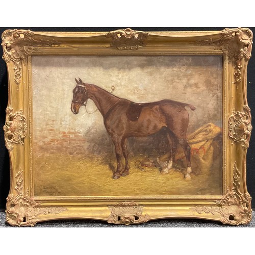 1181 - John Atkinson (British, 1863-1924)
‘Dandy’ study of a horse in a stable, 
signed, dated 1909, titled... 