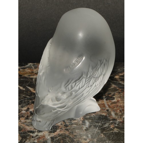 304 - A Lalique frosted glass model, of a Shivers Owl, signed Lalique France, 9cm high; another, smaller, ... 