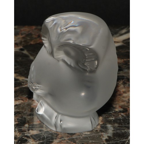 304 - A Lalique frosted glass model, of a Shivers Owl, signed Lalique France, 9cm high; another, smaller, ... 