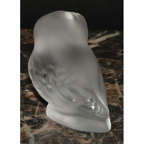 304 - A Lalique frosted glass model, of a Shivers Owl, signed Lalique France, 9cm high; another, smaller, ... 