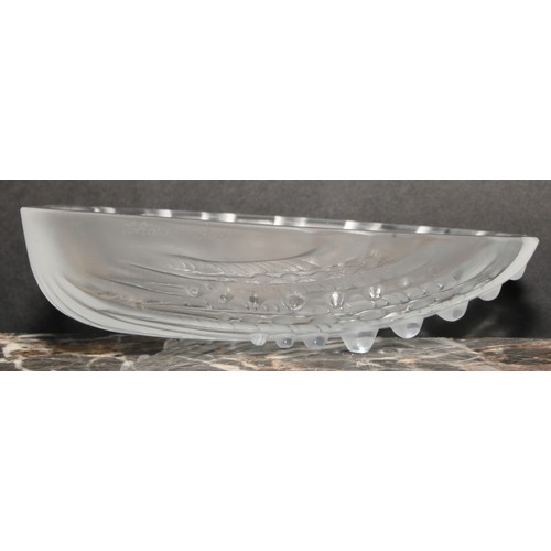 308 - A Lalique Scallop dish, frosted exterior, signed Lalique France, product number 1117200, 12cm wide