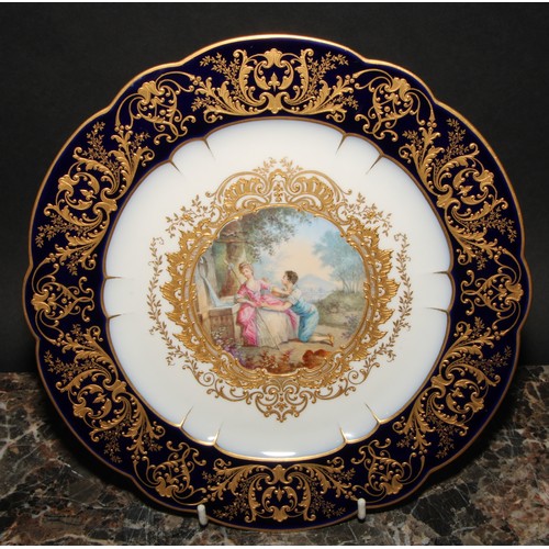 273 - A set of three 19th century Sevres shaped circular cabinet plates, painted by H Poitevin, after Davi... 