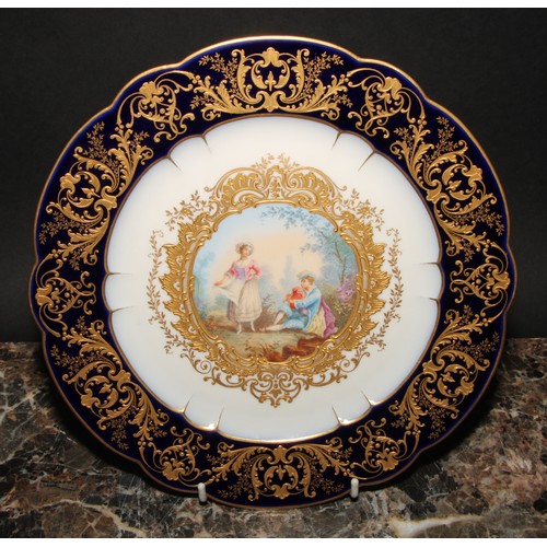 273 - A set of three 19th century Sevres shaped circular cabinet plates, painted by H Poitevin, after Davi... 