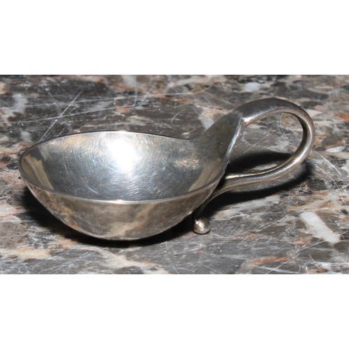 827 - Georg Jensen - a silver open salt, organic scroll handle, lightly planished bowl, 5.3cm wide, number... 