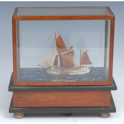 1852 - A mid 20th century musical automaton model, of the Thames sailing barge, Will Everard, cased, signed... 