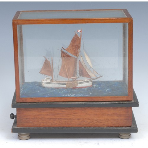 1852 - A mid 20th century musical automaton model, of the Thames sailing barge, Will Everard, cased, signed... 