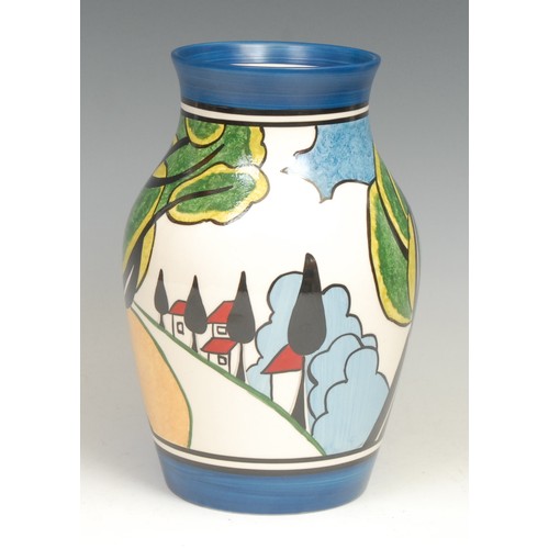 47 - A Wedgwood reproduction Clarice Cliff Bizarre May Avenue pattern Isis Vase, hand painted based upon ... 