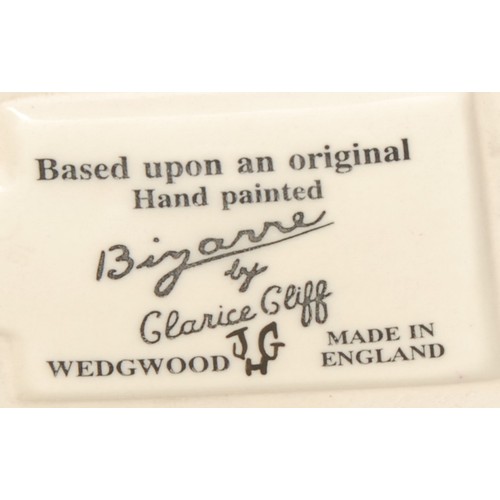 40 - A Wedgwood reproduction Clarice Cliff Bizarre Blue Autumn pattern, three piece Stamford tea set, han... 