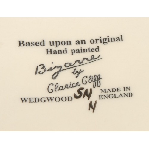 40 - A Wedgwood reproduction Clarice Cliff Bizarre Blue Autumn pattern, three piece Stamford tea set, han... 