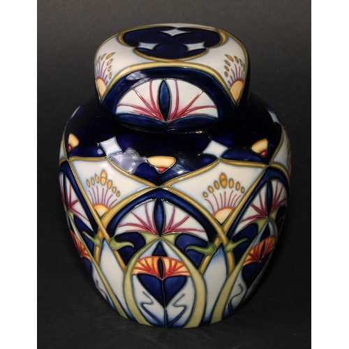 4 - A contemporary Moorcroft Inula pattern ginger jar and cover, designed by Rachel Bishop, tube lined w... 