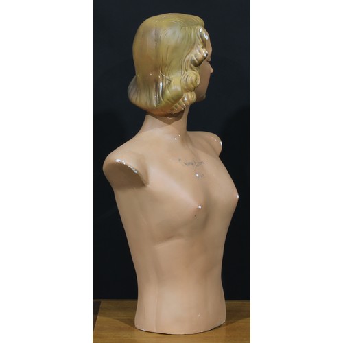 2077 - A mid-20th century French plaster shop display advertising model, of an Art Deco female, inscribed C... 