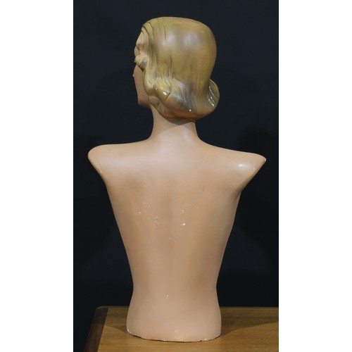 2077 - A mid-20th century French plaster shop display advertising model, of an Art Deco female, inscribed C... 