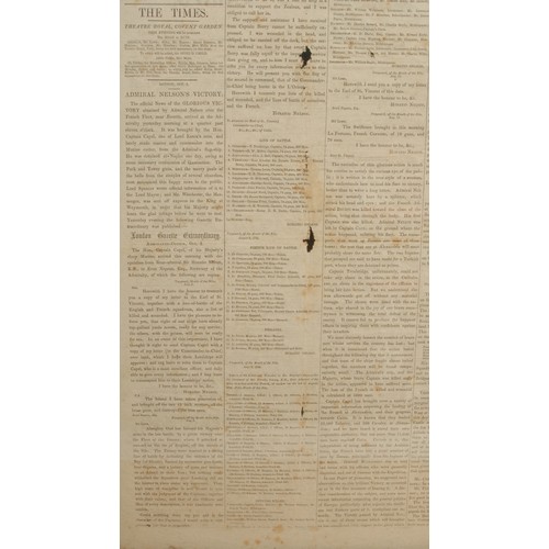 2695 - Admiral Nelson Maritime Interest - The Times, October 3, 1798, Victory at Rosetta, oak framed, 54cm ... 