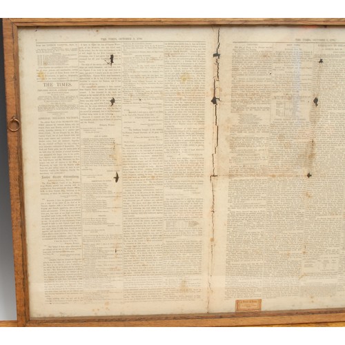 2695 - Admiral Nelson Maritime Interest - The Times, October 3, 1798, Victory at Rosetta, oak framed, 54cm ... 