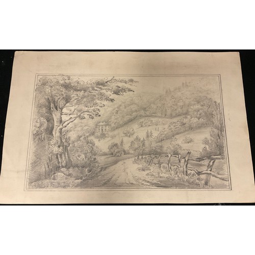 1144 - W Eaton, a portfolio of artist’s sketches and watercolours, landscapes, equine studies, floral studi... 