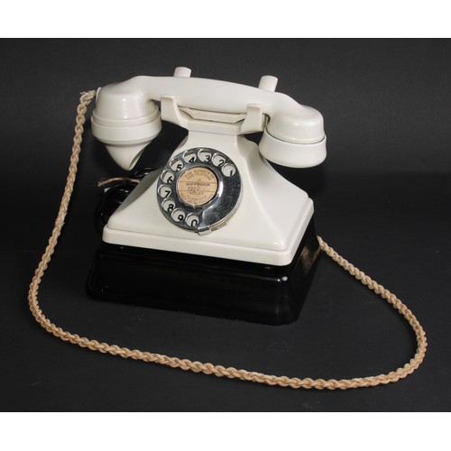 2037 - A GPO No 164 telephone, ivory colour enclosure, chrome dial, No 18 earpiece, the handset stamped PL3... 