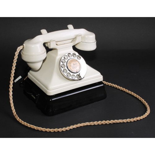 2037 - A GPO No 164 telephone, ivory colour enclosure, chrome dial, No 18 earpiece, the handset stamped PL3... 