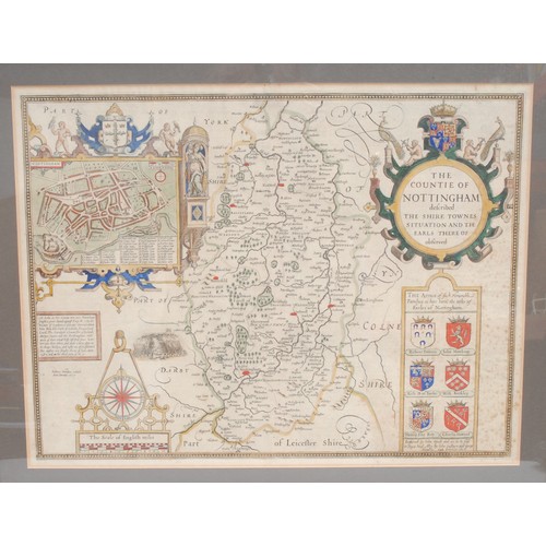 2682 - An 18th century two-page map, The Countie Of Nottingham, 40cm x 52cm