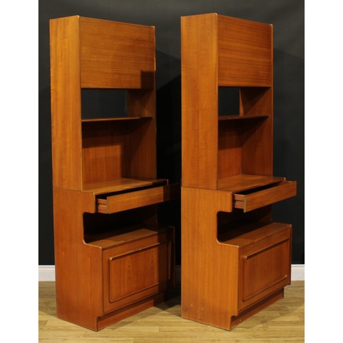 2102 - A pair of A. H. McIntosh & Co Ltd Scottish teak side cabinets, 187.5cm high, 73cm wide, 41cm deep, c... 