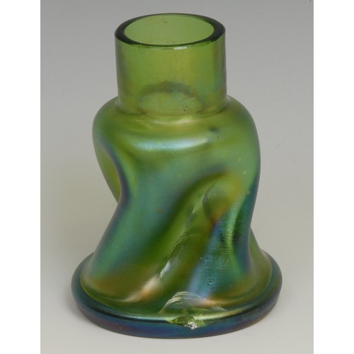 73 - A Loetz Creta Mit Festons pattern ovoid vase, in iridescent green, 8cm, c.1901; a Loetz type three h... 