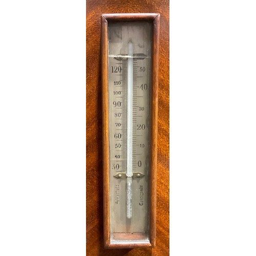 1319 - An Edwardian Yorkshire satinwood banded mahogany aneroid barometer, by M. Cohen & Son, 11 Darley Str... 