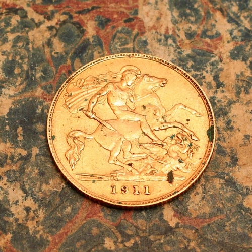 2619 - Coins - George V half sovereign, 1911