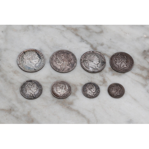 2603 - Coins - A composed set of George III (1760-1820) Maundy money, 1820 and 1818, 4D, 3D, 2D and 1D; a c... 