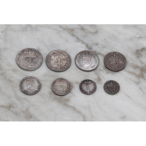 2603 - Coins - A composed set of George III (1760-1820) Maundy money, 1820 and 1818, 4D, 3D, 2D and 1D; a c... 