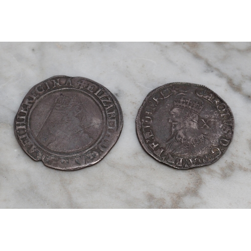 2601 - Coins - A Charles I (1625-1649) silver shilling; an Elizabeth I (1558-1603) silver shilling (2)